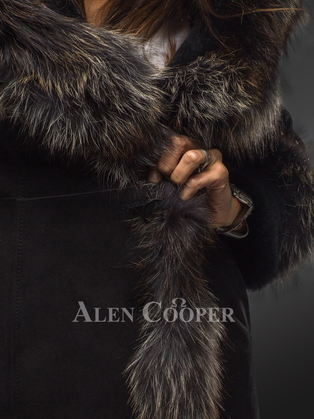 Women’s Mid Length 100% Real Sheepskin Warm Winter Coat with Long Shawl Collar - Image 6