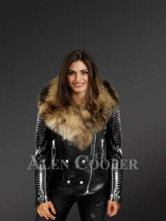 Fur collar jacket ladies deals