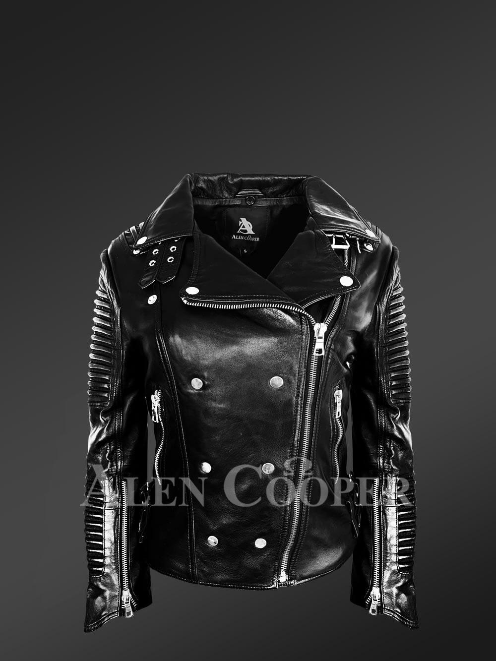 Stylish biker jacket for Women with Detachable fox fur collar