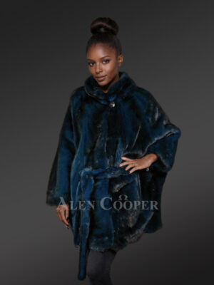 Womens Navy Blue Mink Coat – Elegance at Its Peak