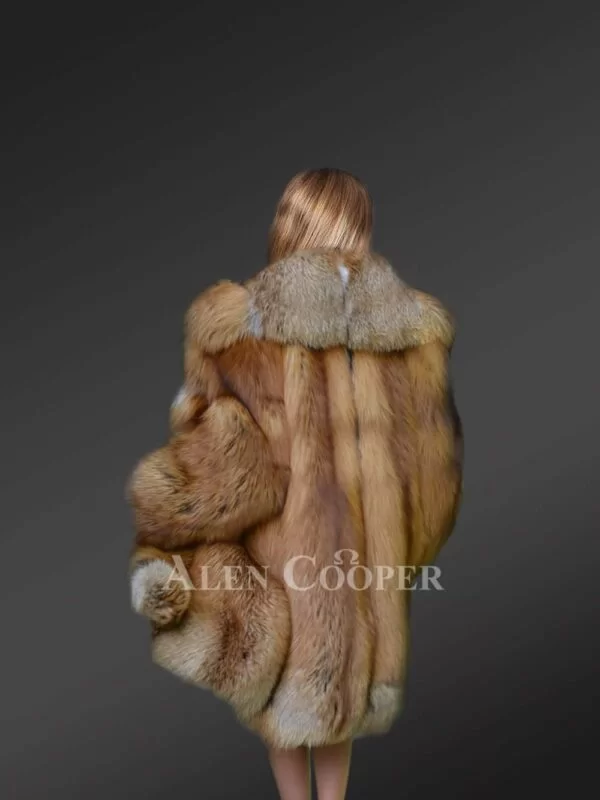 Women's Original Red Fox Fur Coat with Front Trimline - Image 7