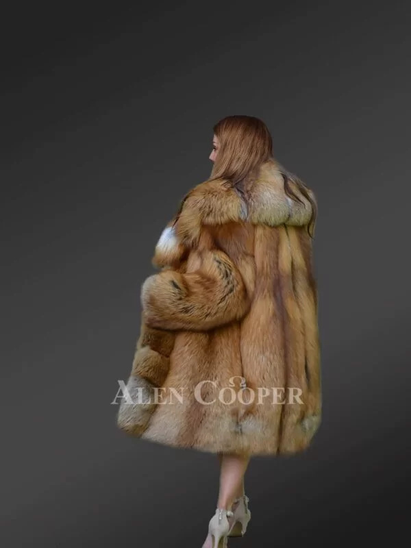 Women's Original Red Fox Fur Coat with Front Trimline - Image 6