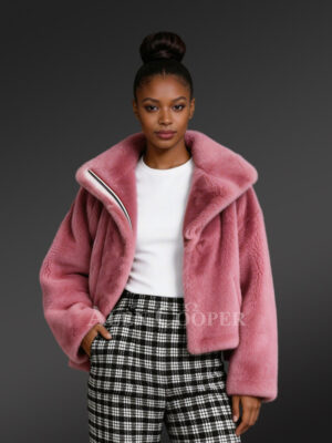 Womens Pink Mink Fur Biker Jacket – Look Graceful & Chic with Comfort of Fur
