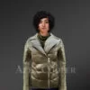 Women's Puffy Motorcycle Jacket in Olive