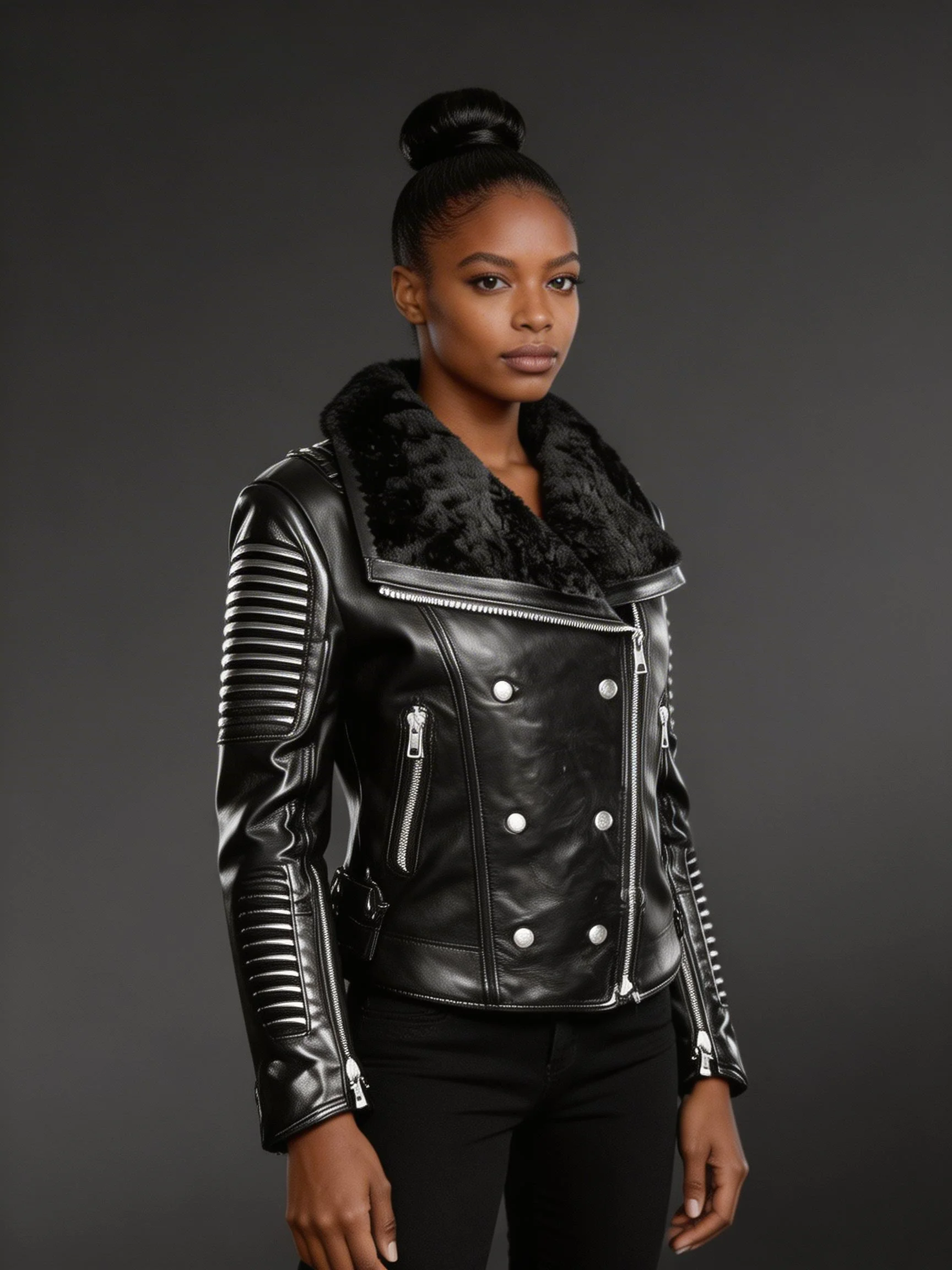 Women's Shearling Leather Jacket - Image 3