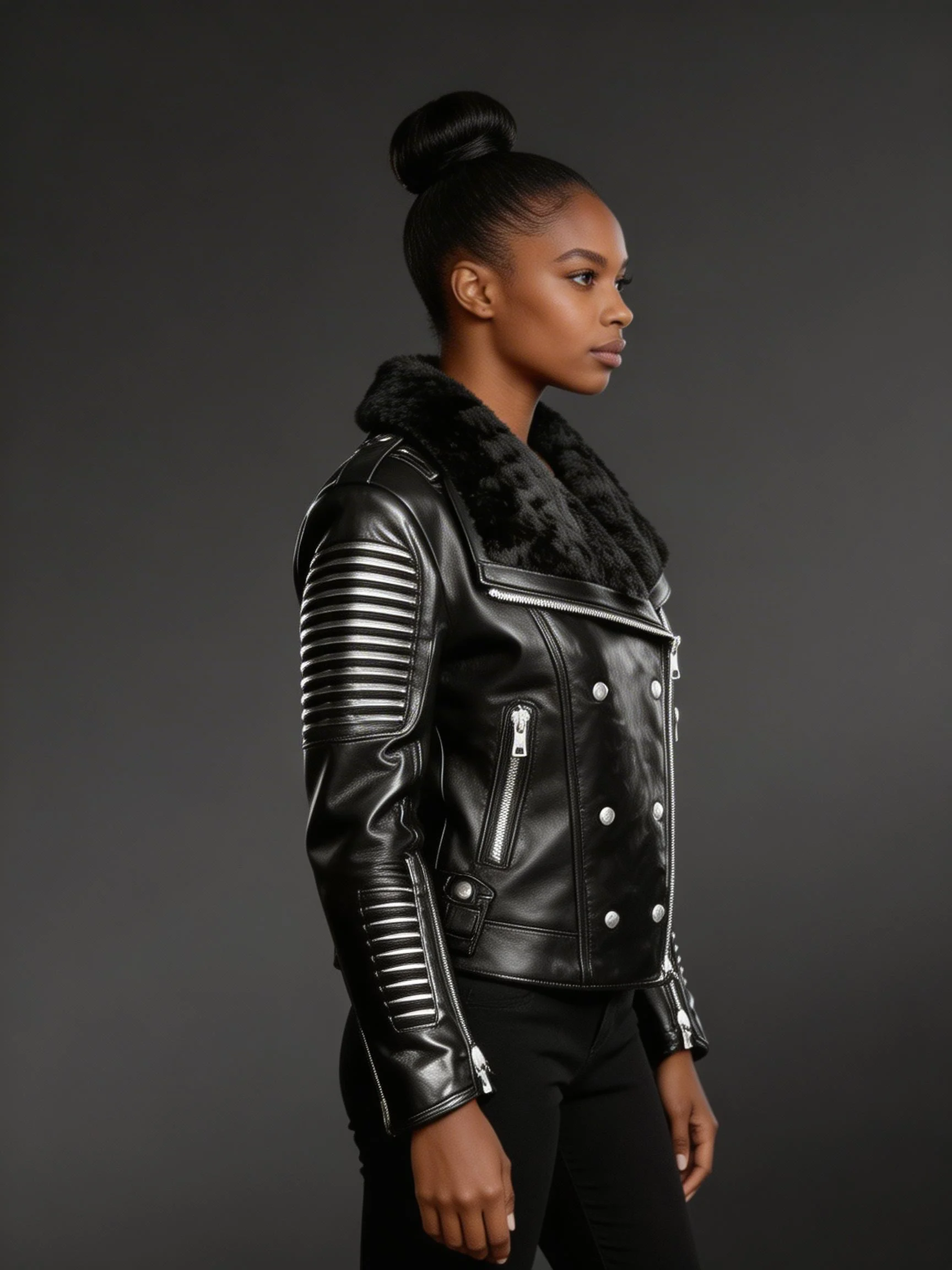Women's Shearling Leather Jacket - Image 2