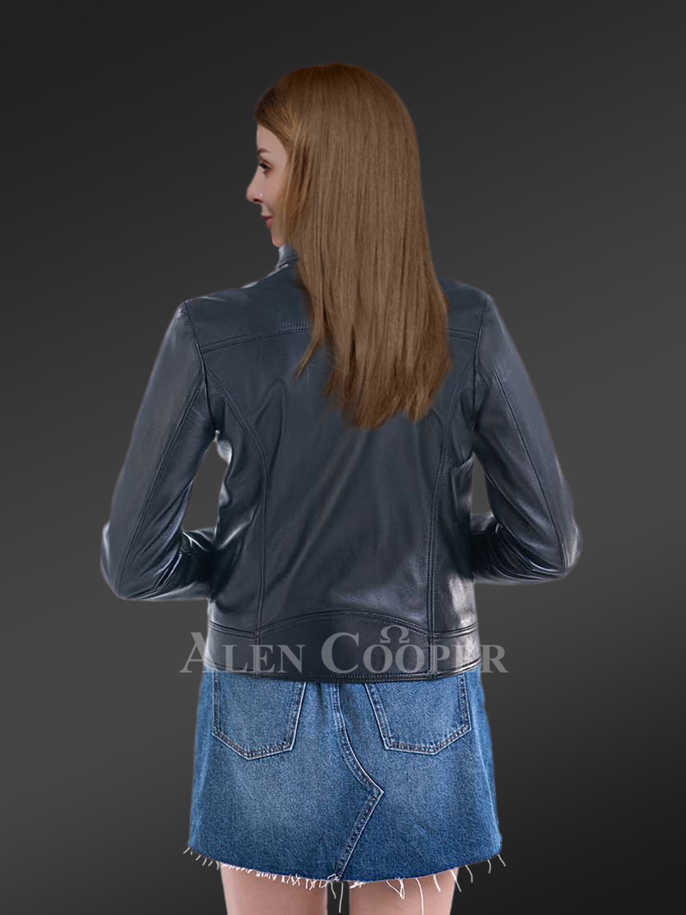 Womens Short Black Leather Jacket– Chic & Comfy Winter Outfit - Image 3