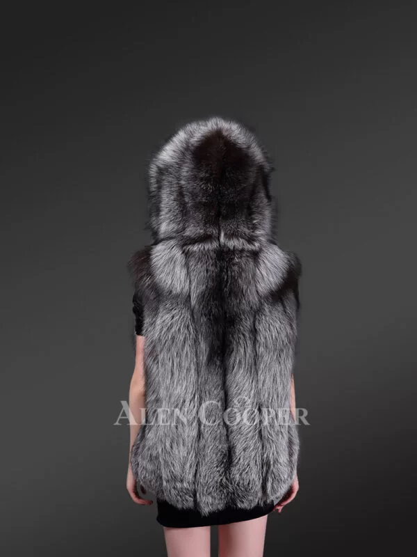 Classic Real Fox Fur Hooded Waistcoat Keeping Women Superbly Warm - Image 4