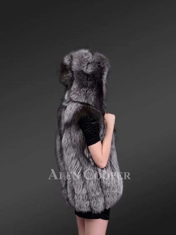 Classic Real Fox Fur Hooded Waistcoat Keeping Women Superbly Warm - Image 2