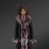 Women’s Tuxedo Merino Shearling with Silver Fox Fur in Coffee