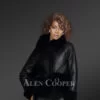 Stylish sheepskin jacket in black