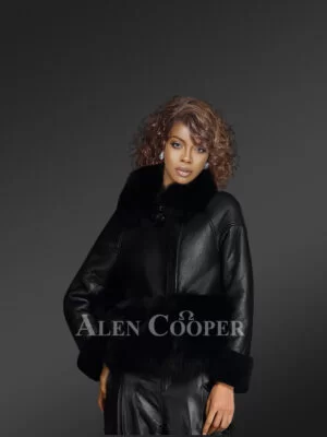 Stylish sheepskin jacket in black