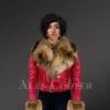 Womens-authentic-leather-jackets-in-burgundy-with-removable-fur-collar-and-handcuffs-model