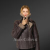Women’s chic and genuine shearling coats in attractive coffee hue