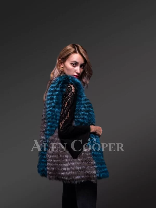 Womens Fox Fur Sleeveless Vest Synthesizing True Warmth and Plush Elegance - Image 2