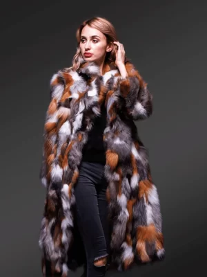 Multicolor fox fur