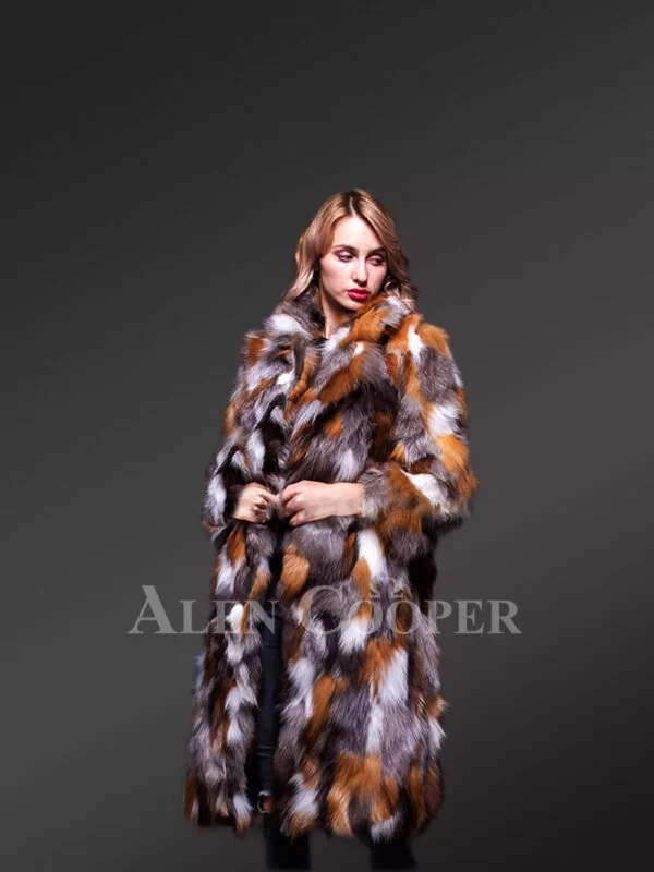 Multicolor Fox Fur Long Coat for Women Marks the Class of the Owner - Image 2
