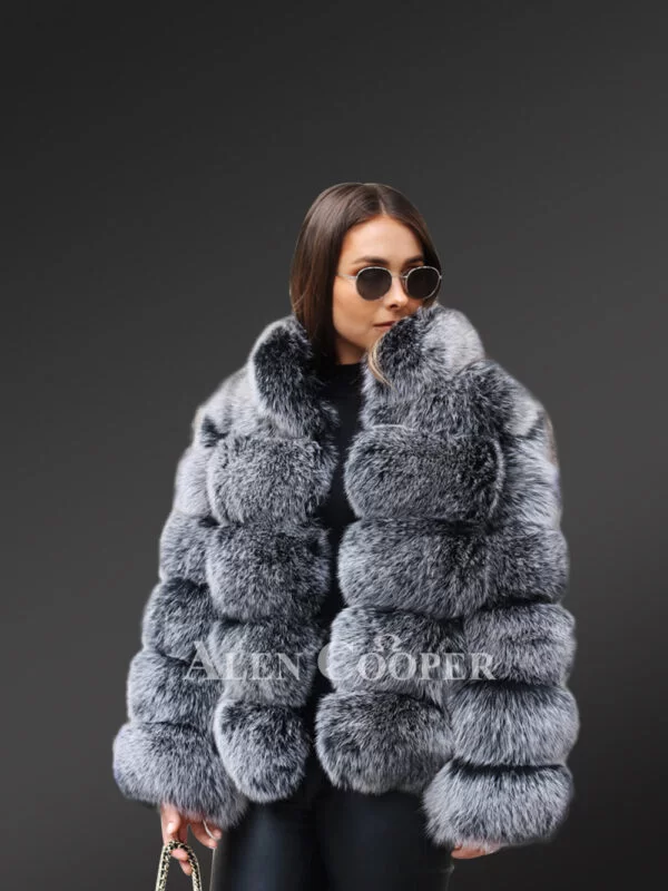 real fox fur 5 rows paragraph coat