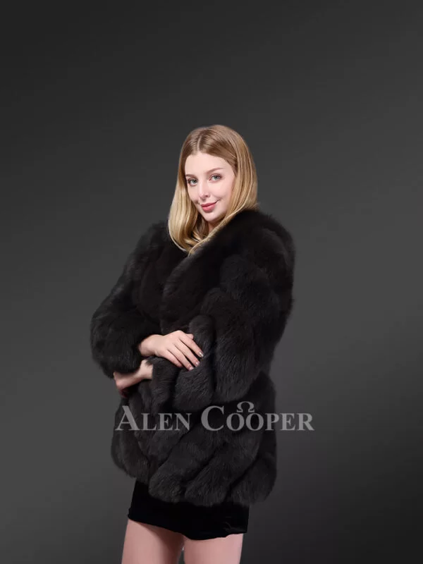 Womens Black Fox Fur Coat – Bold Looks for Eye-Catching Silhouette - Image 3