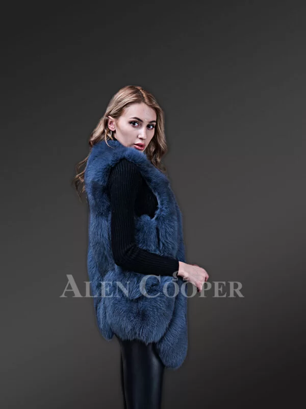 Blue Sleeveless Vest For Women - Image 2