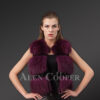 Womens Burgundy Fox Fur Short Vest
