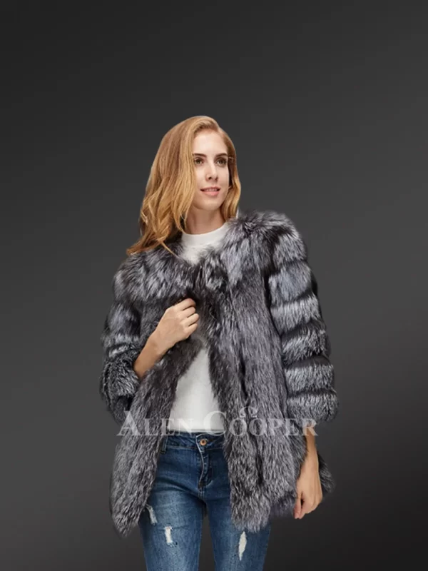 Women's Stylish and Warm Arctic Fox Fur Casual Winter Coat - Image 2