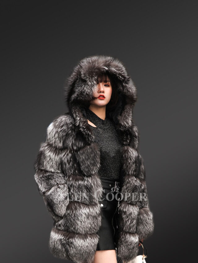 Womens Fox Fur Coat with Hood for Warmth and Style in Winter