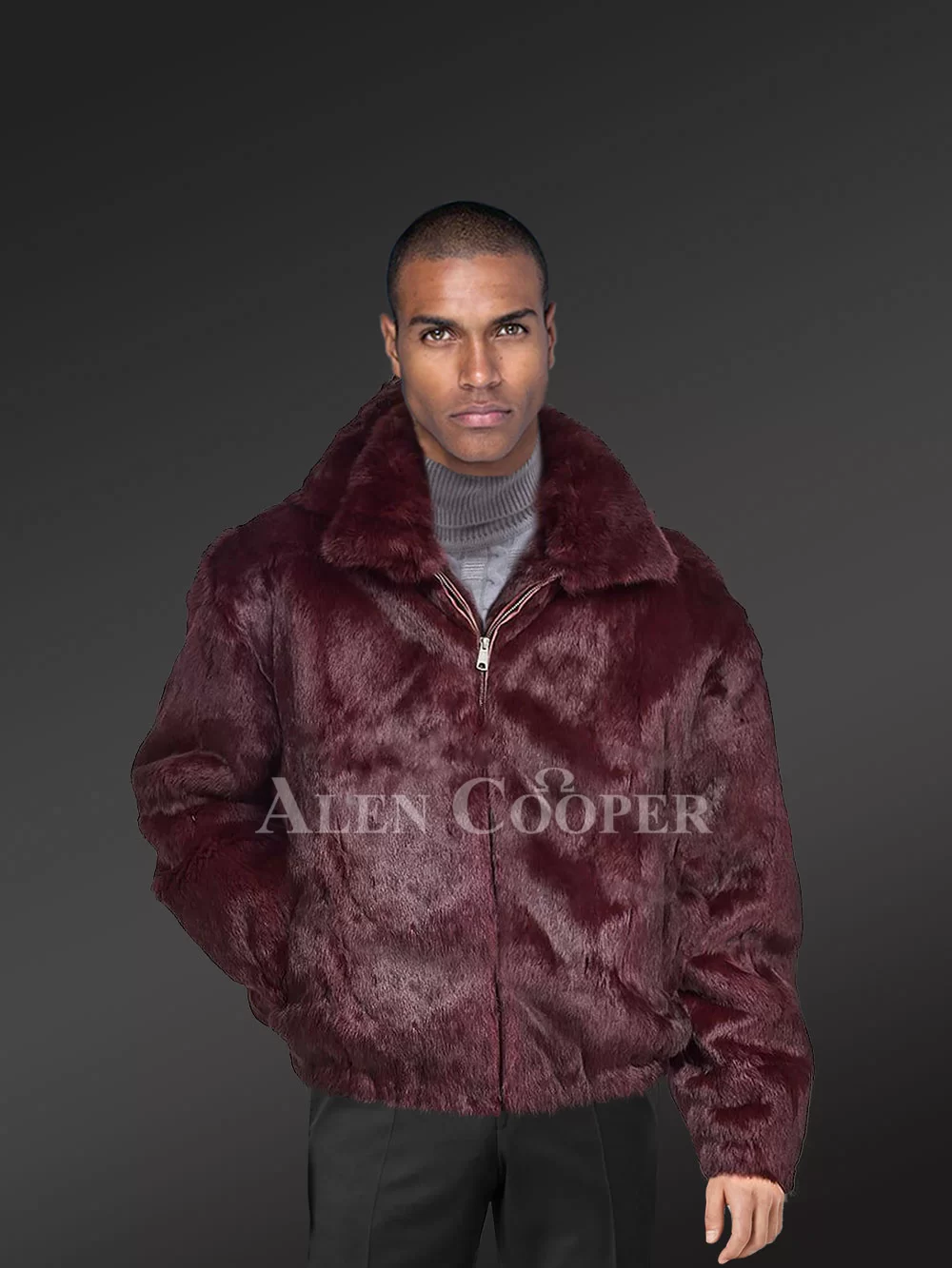 Men's rabbit on sale fur coat