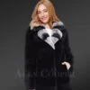 long real fur black warm winter fur coat