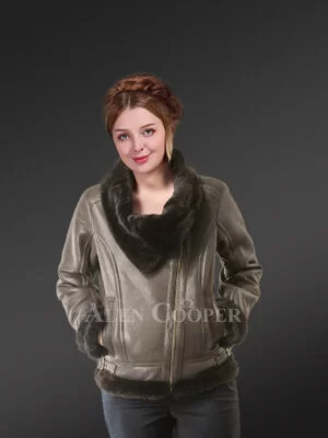 shearling jacket in Light Brown for Women