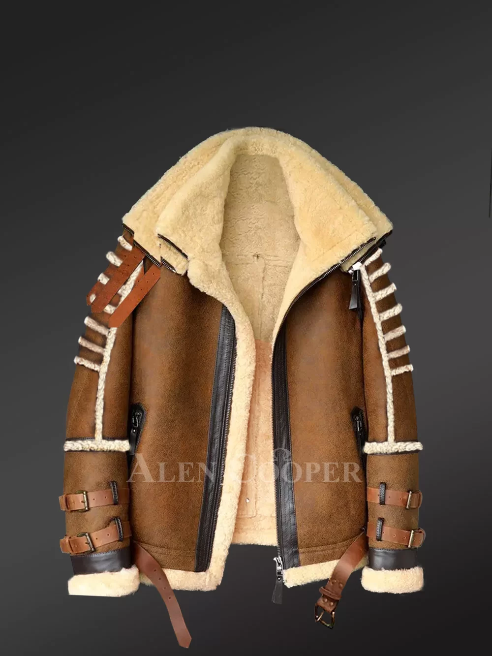 Shearling jacket mens sale best sale