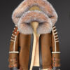 Shearling Bomber Jacket Men with Hood