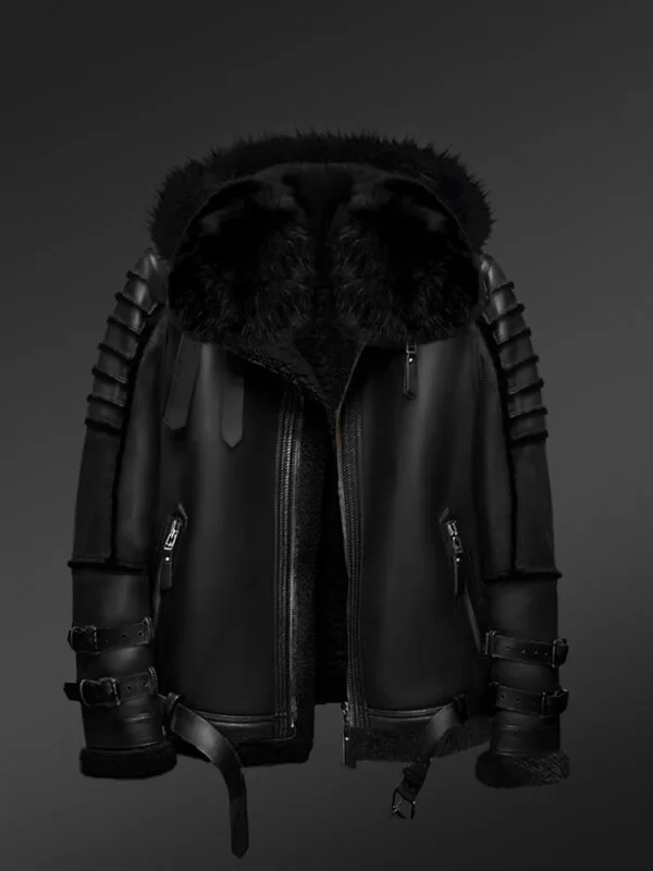 Black Shearling Jacket WithOut Watermark