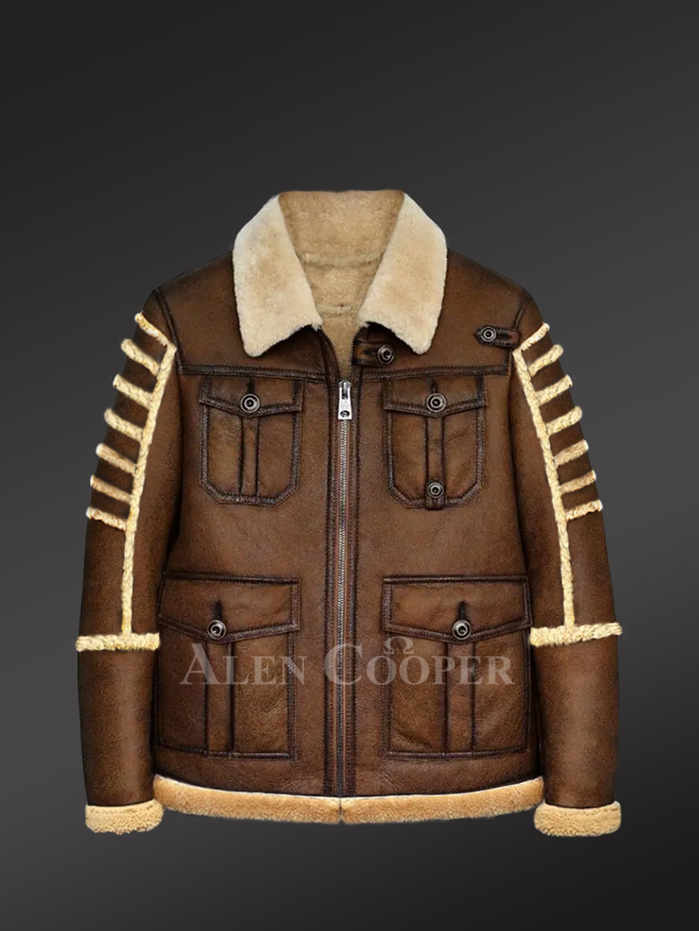 Brown Shearling Jacket to for Men