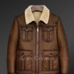 Distressed Brown Shearling Jacket