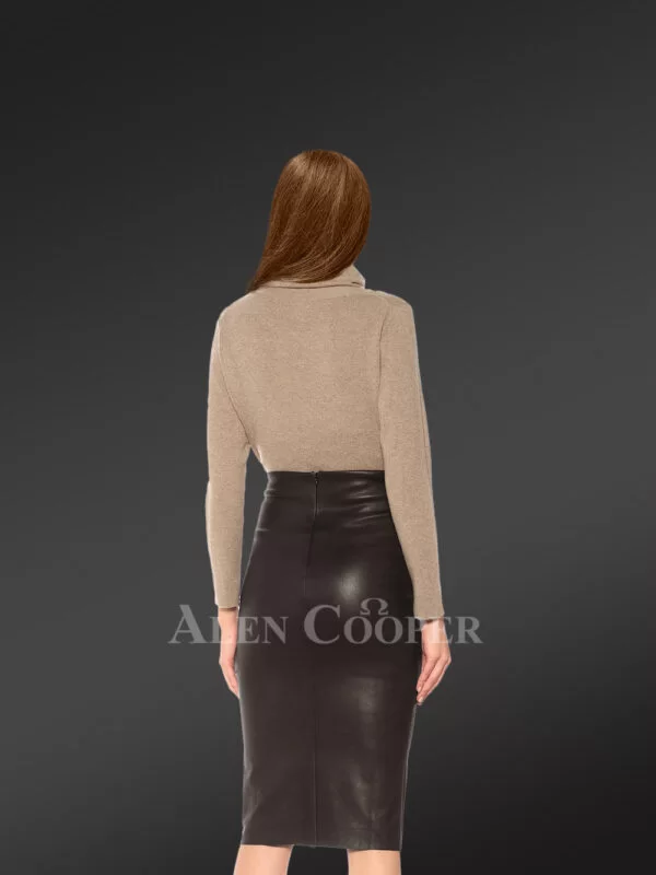 Ocean Drive Leather Midi Skirt in Versatile Black for Ladies is trendy - Image 3
