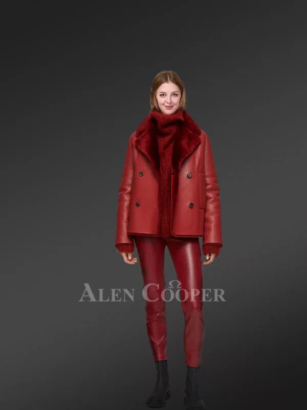Shearling Calla Coat in Cherry Red Is the New-Age Winter Fashion - Image 3