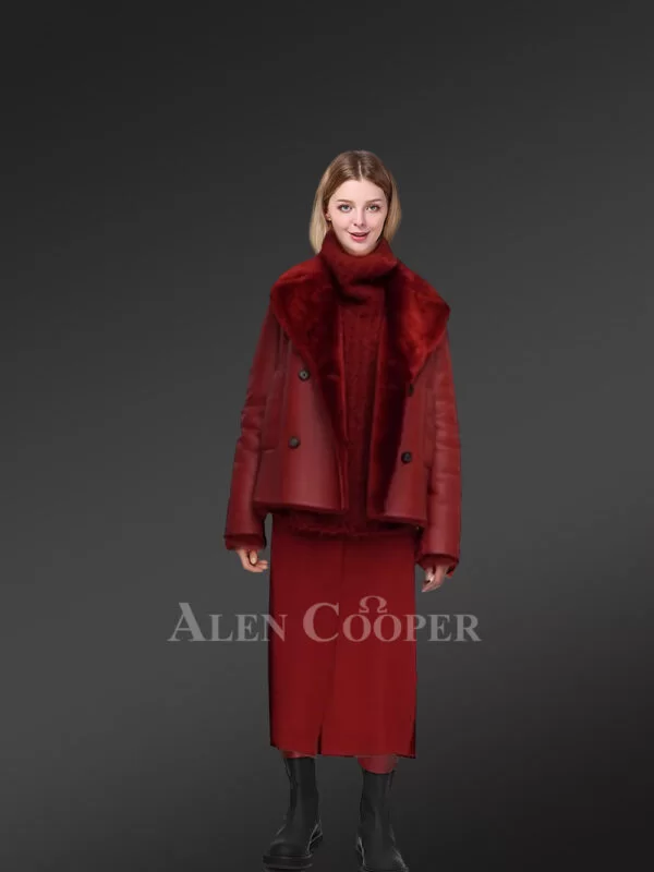 Shearling Calla Coat in Cherry Red Is the New-Age Winter Fashion - Image 2