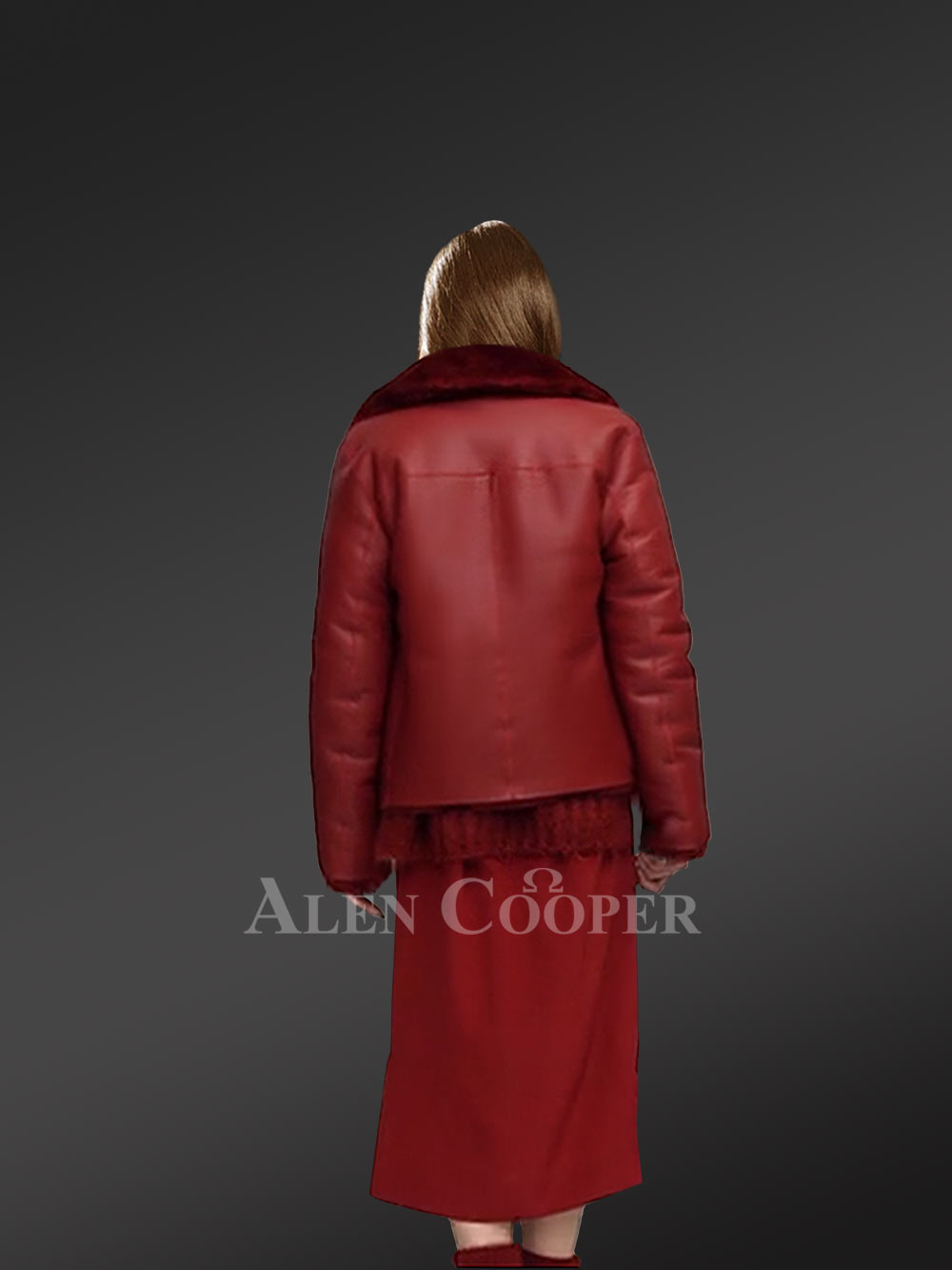 Shearling Calla Coat in Cherry Red Is the New-Age Winter Fashion - Image 6