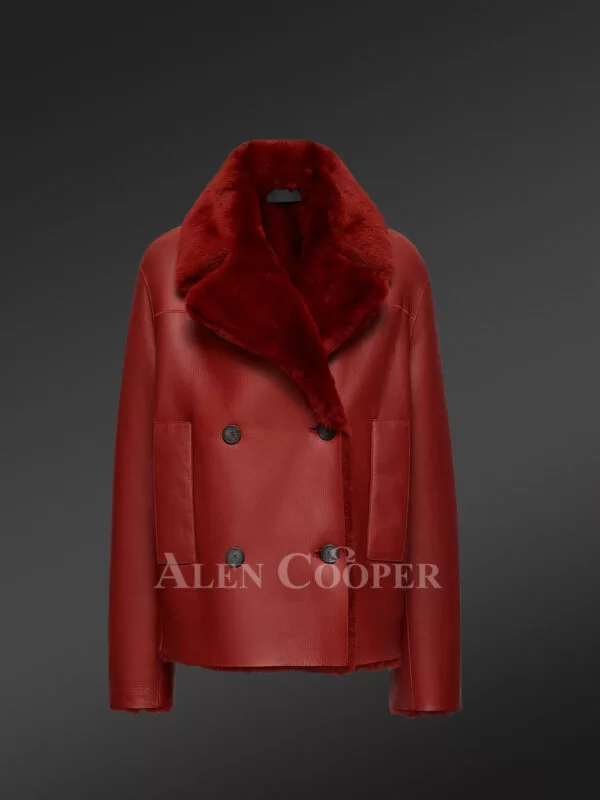Shearling Calla Coat in Cherry Red Is the New-Age Winter Fashion - Image 4
