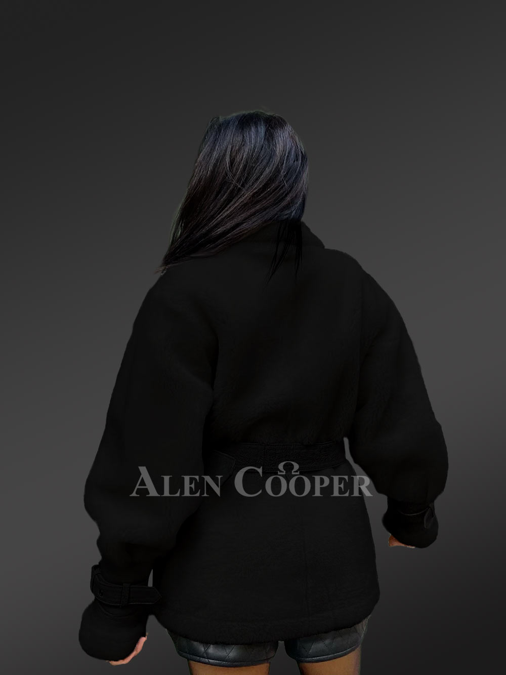 Shearling Military Jacket for Women - Image 9