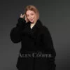 Sheepskin Military Jacket in Black for Women side view