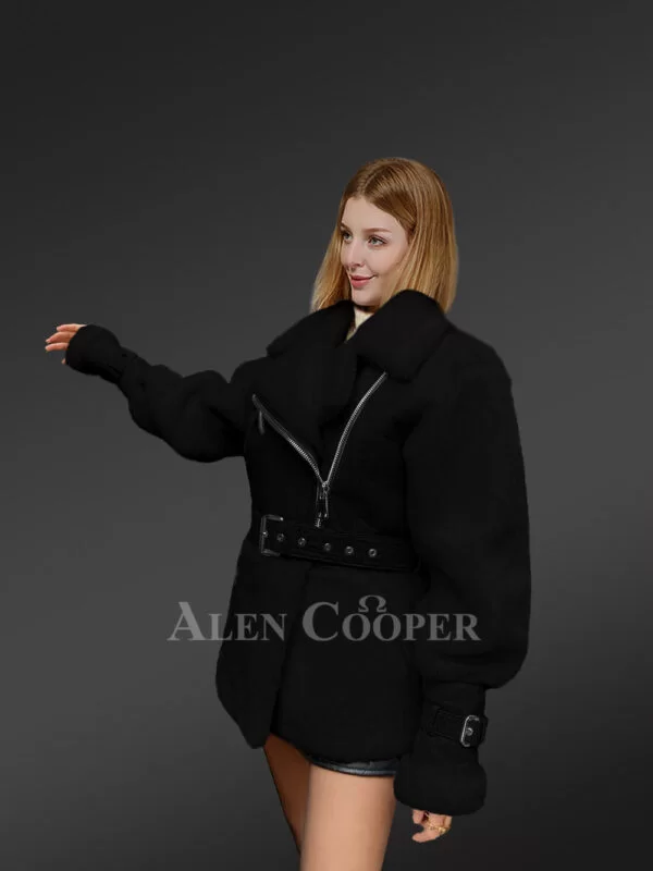 Shearling Military Jacket for Women - Image 3