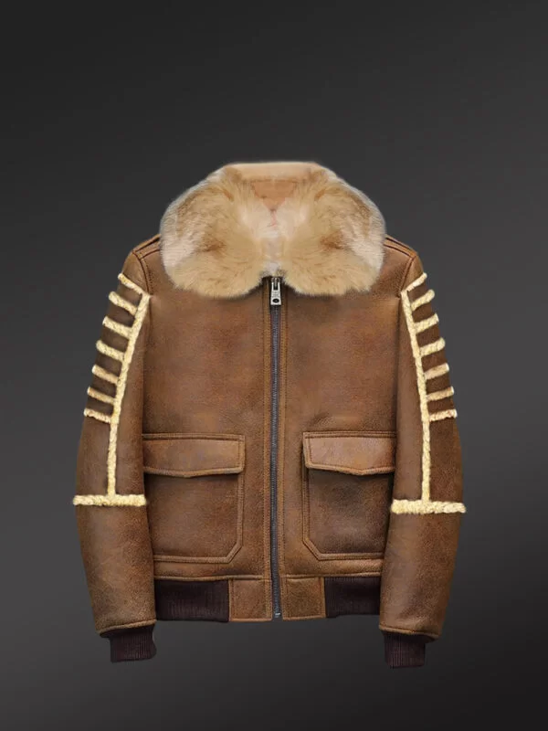 Shearling Aviator Bomber Jacket - Image 12