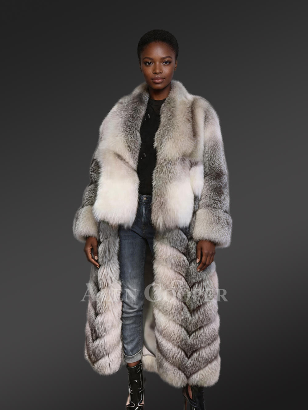Womens Long Fox Fur Coat