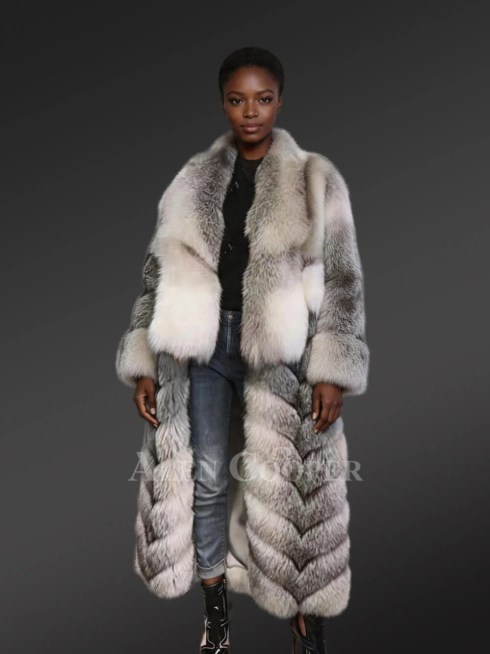 Womens Long Fox Fur Coat