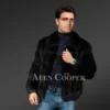 Black Full Skin Mink Fur Bomber Jacket for Men is Stylish and Luxurious