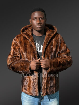 Classic Mink Fur Jacket with Hood Is a New Stylish Attire For Men