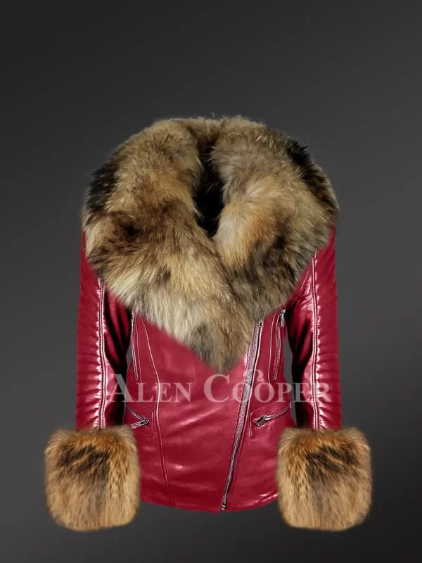 Genuine Leather Jackets for Divas with Removable Fur Collar and Hand Cuffs - Image 2