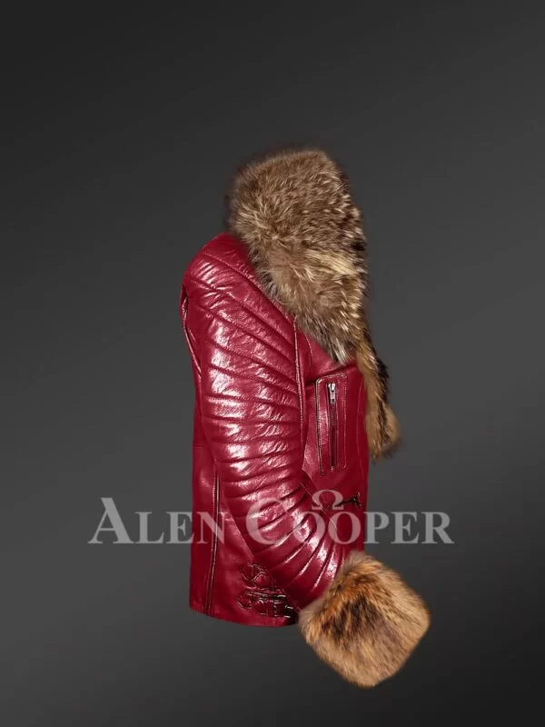 Genuine Leather Jackets for Divas with Removable Fur Collar and Hand Cuffs - Image 3